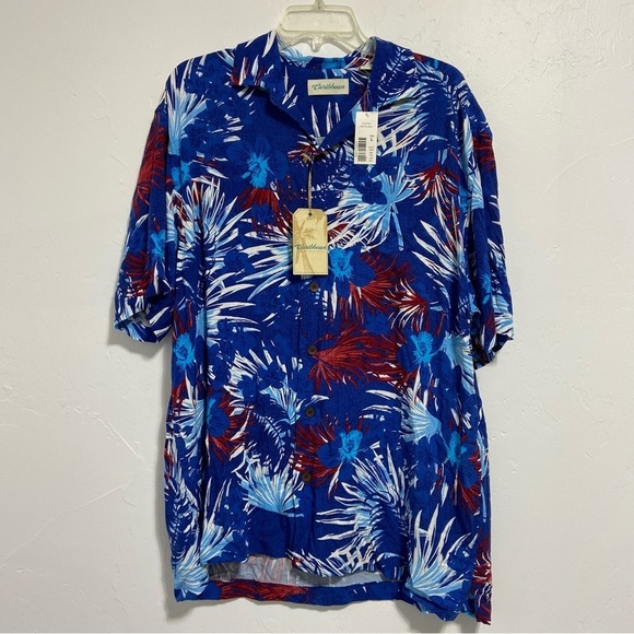 Caribbean NWT Hawaiian Beach Short Sleeve Button Down Shirt Men's Large - Picture 1 of 6